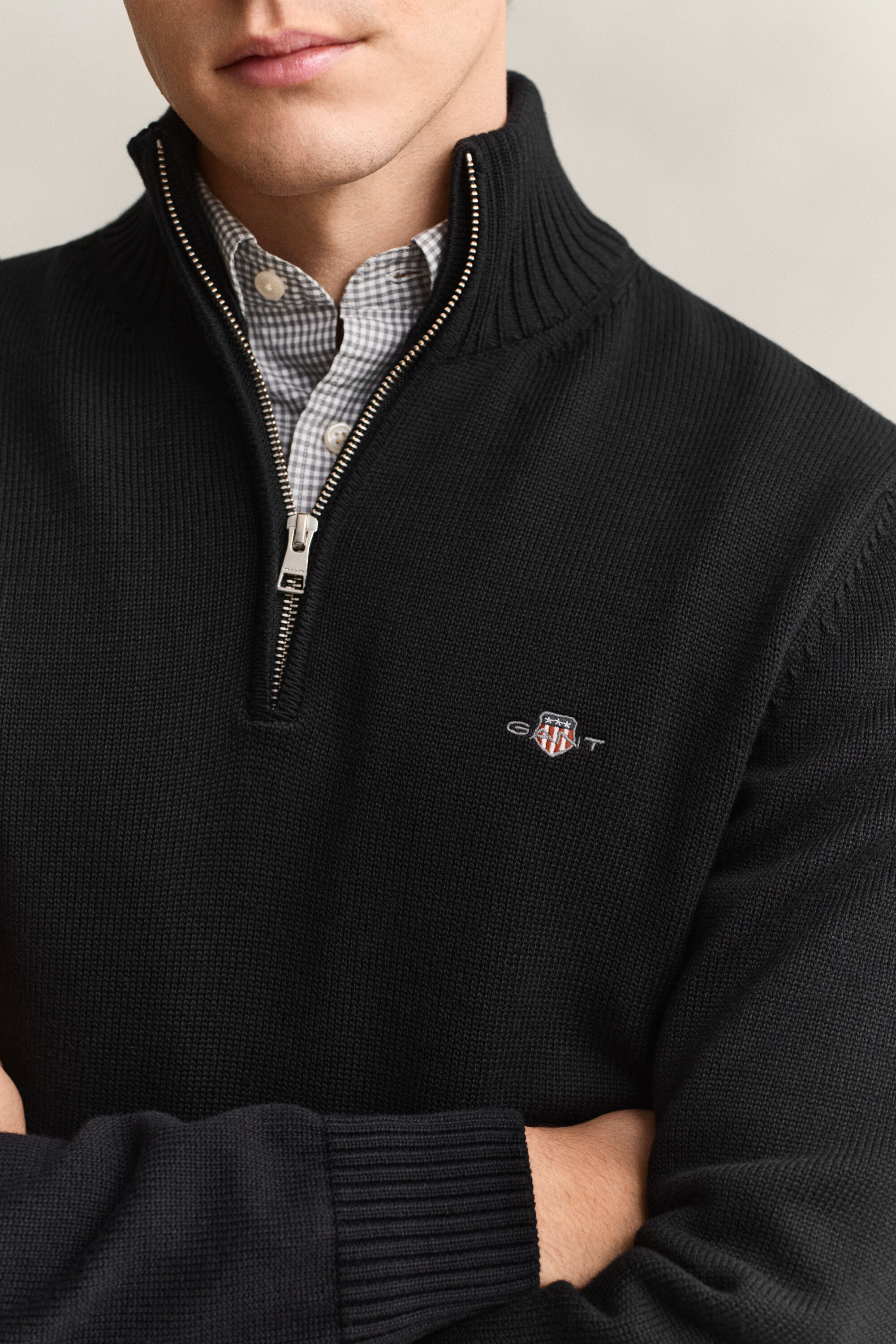 Jersey de algodón con media cremallera Casual