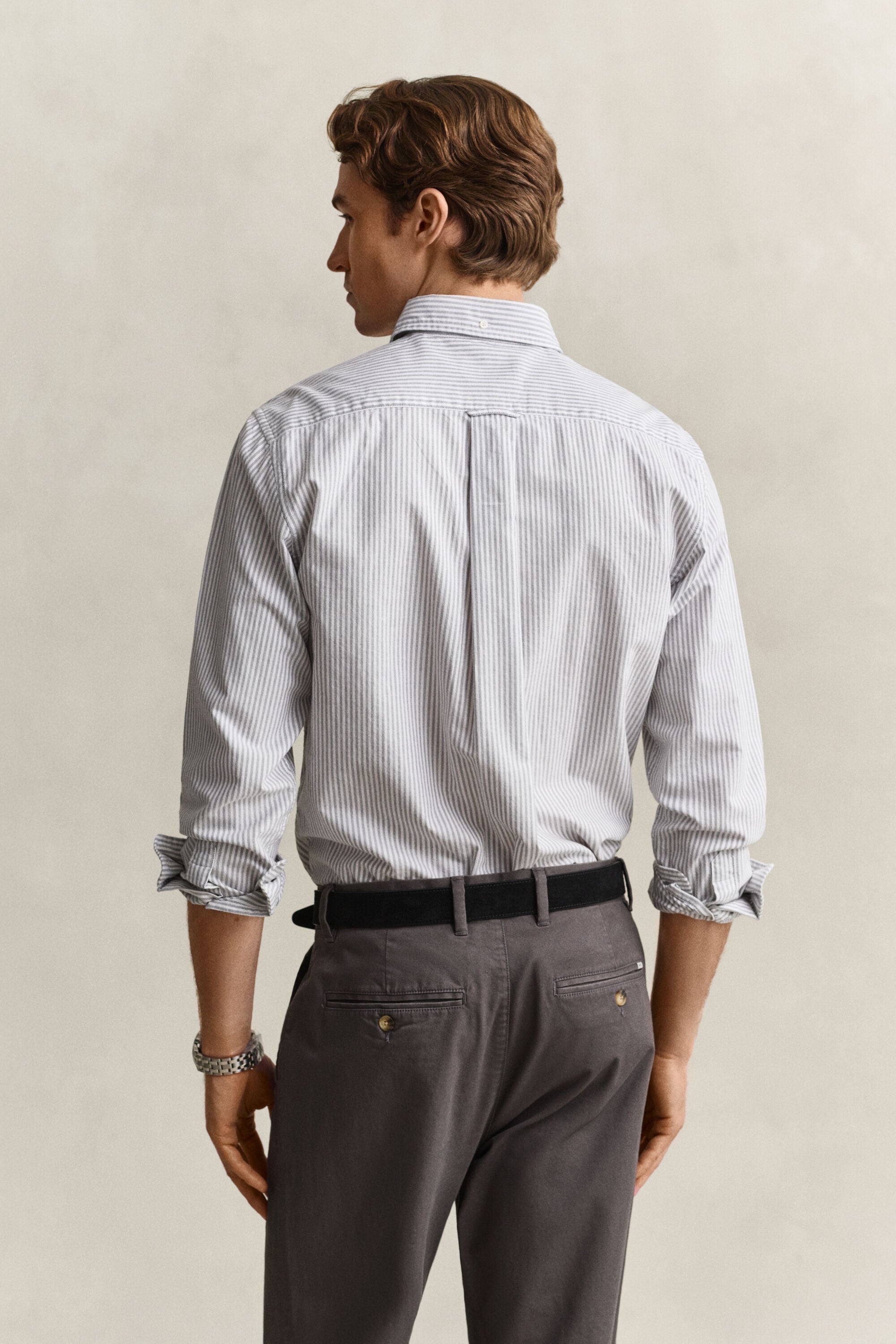 Camisa Oxford clásica de rayas finas