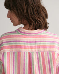 Vestido camisero de lino con varios diseños de rayas