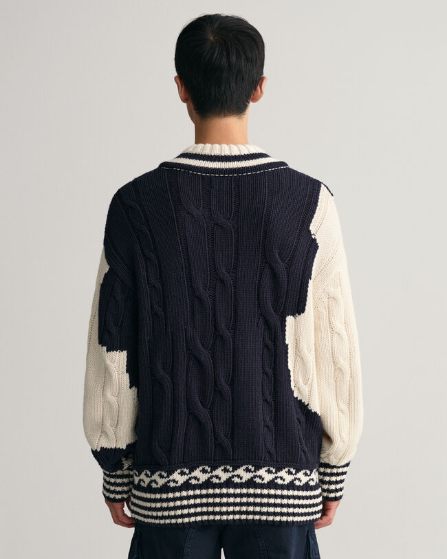 Jersey de cuello de pico con intarsia