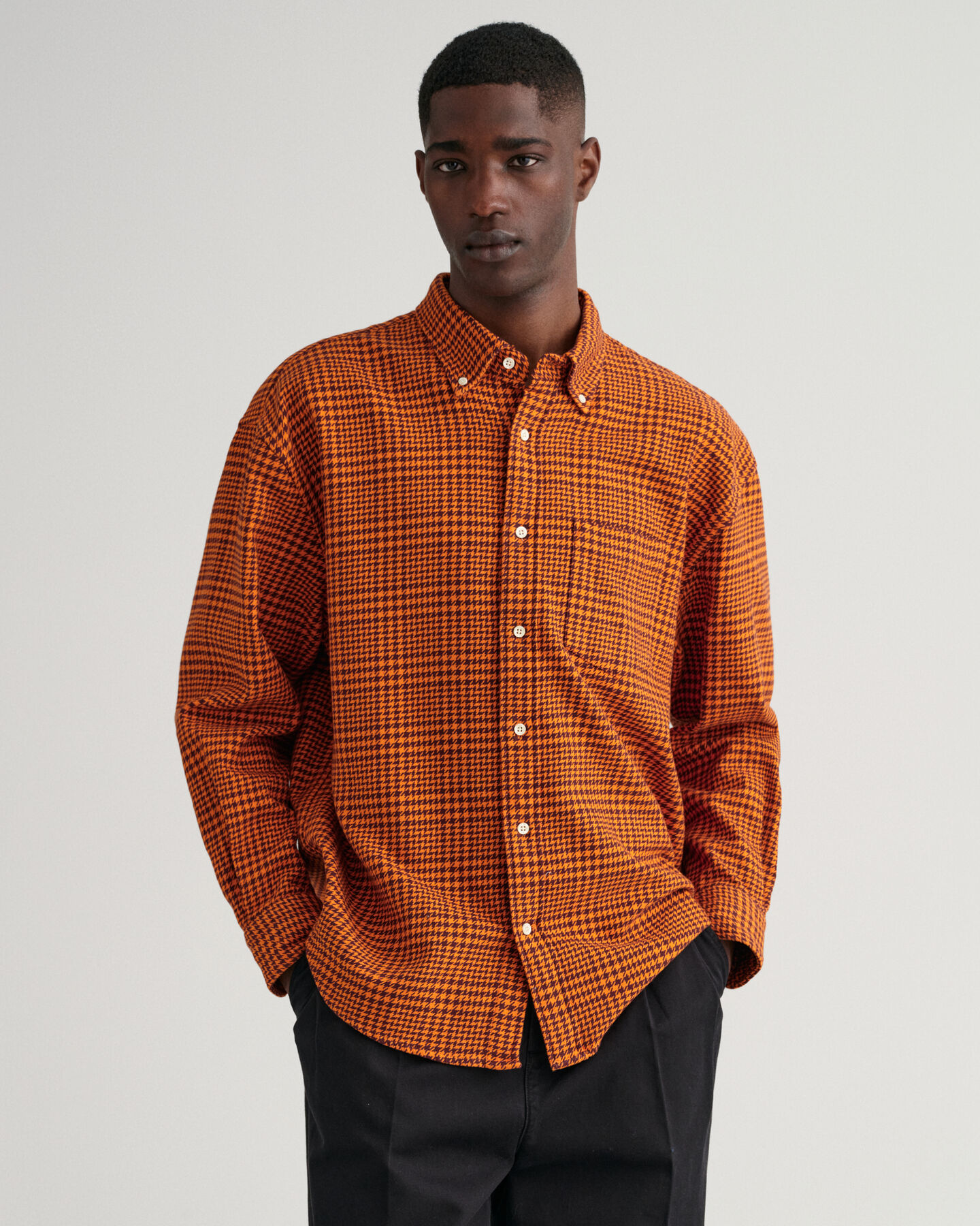 Camisa extragrande de algodón Houndstooth