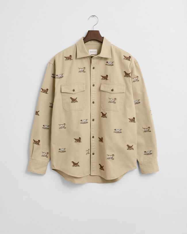 Camisa Relaxed Fit de sarga bordada