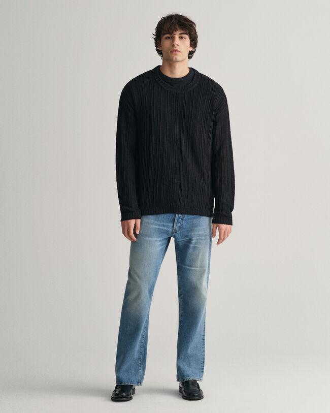 Jersey de cuello redondo de lino y seda