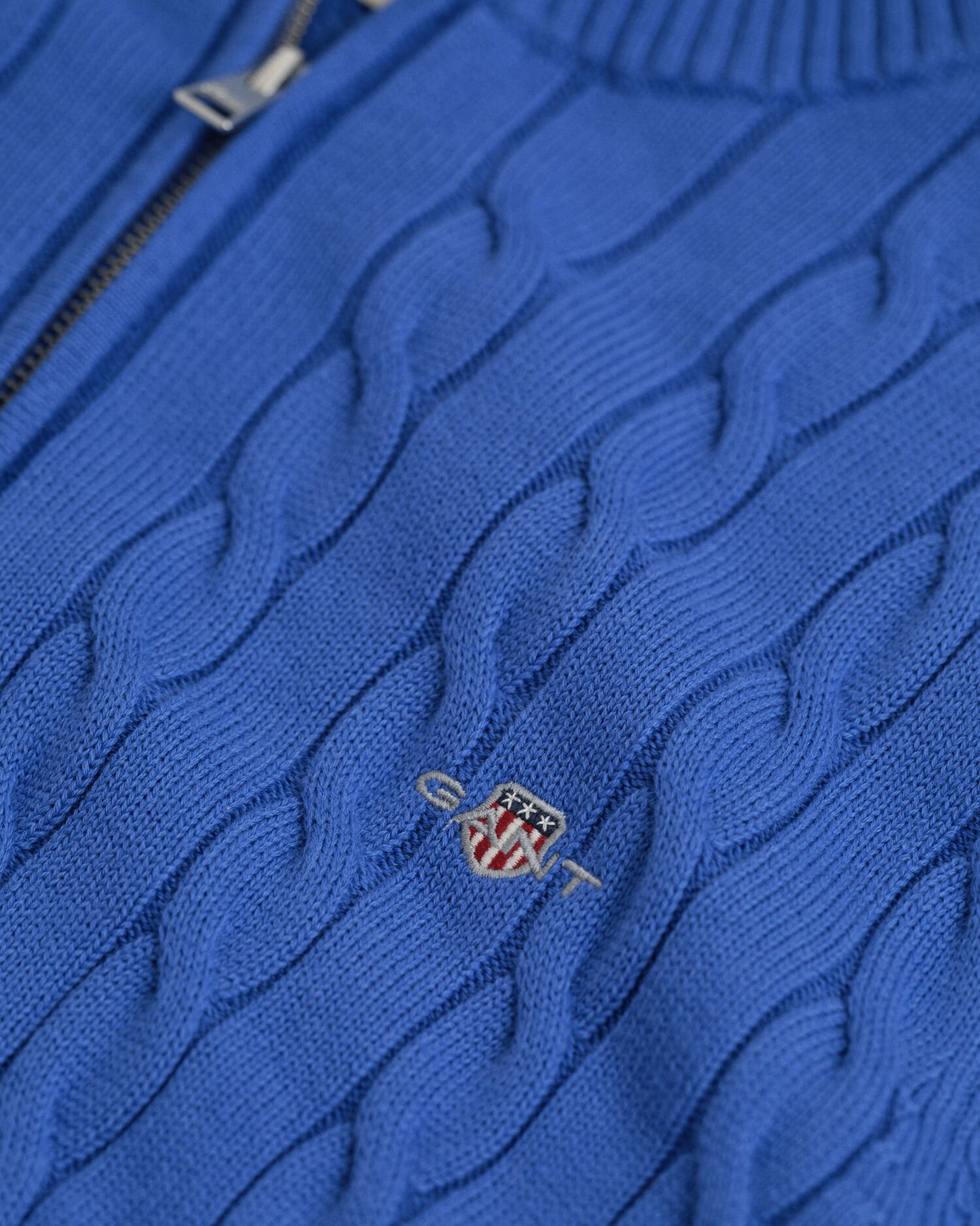 Jersey de punto de ochos con media cremallera en algodón