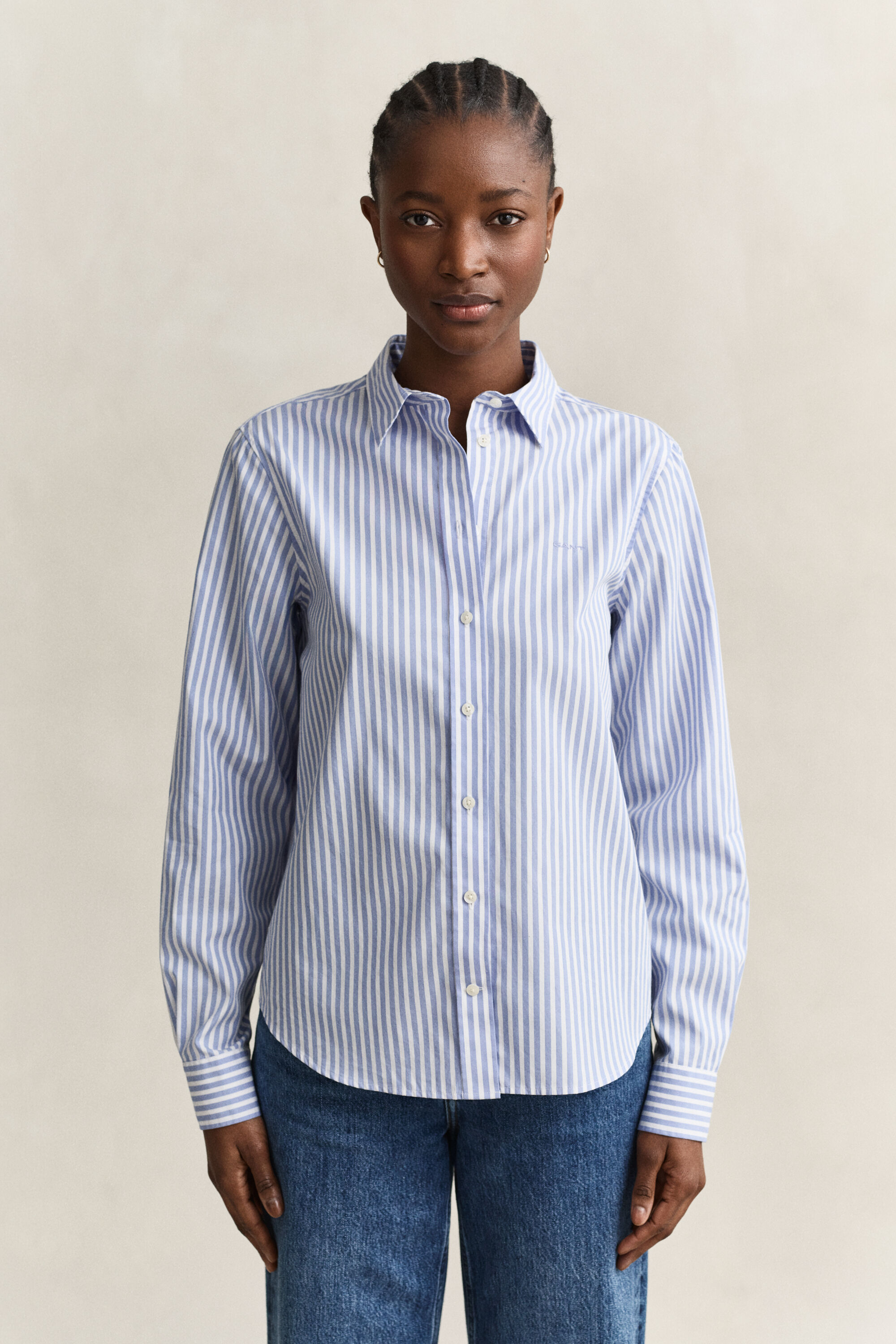 Camisa Regular Fit clásica de popelina a rayas
