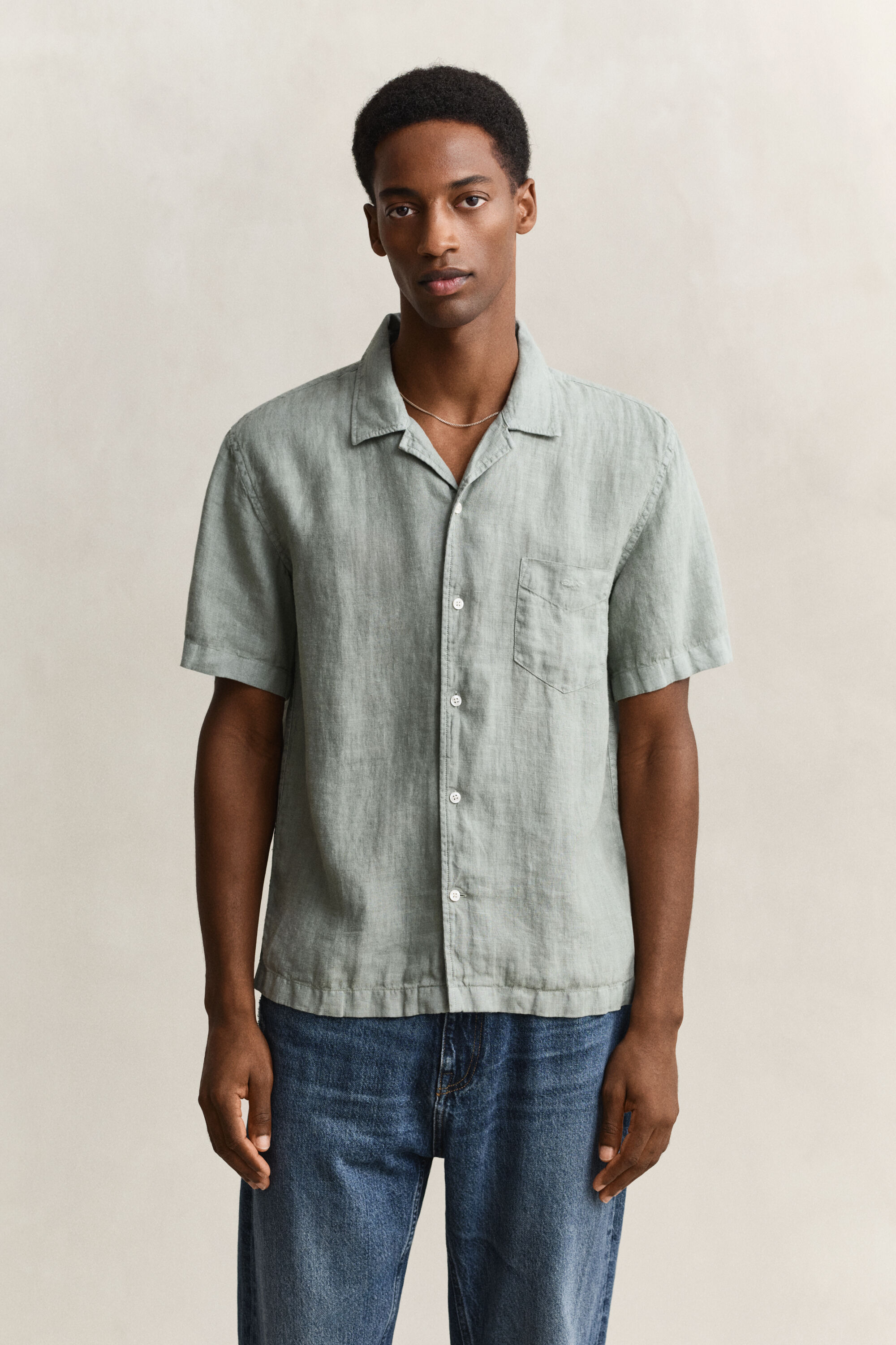 Camisa de lino de manga corta