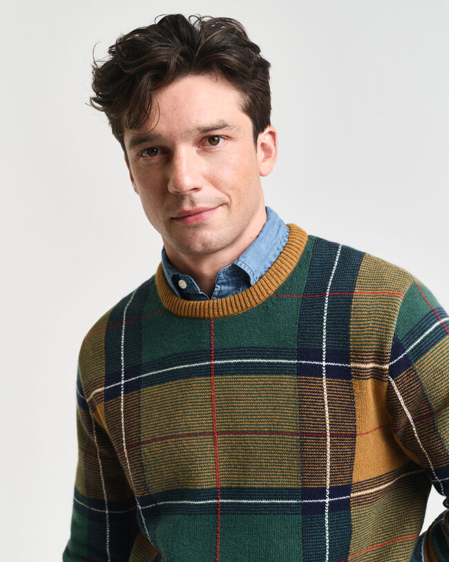 Jersey de cuello redondo a cuadros