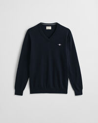 Jersey clásico de algodón con cuello de pico