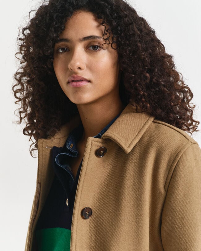 Gabán corto en mezcla de lana