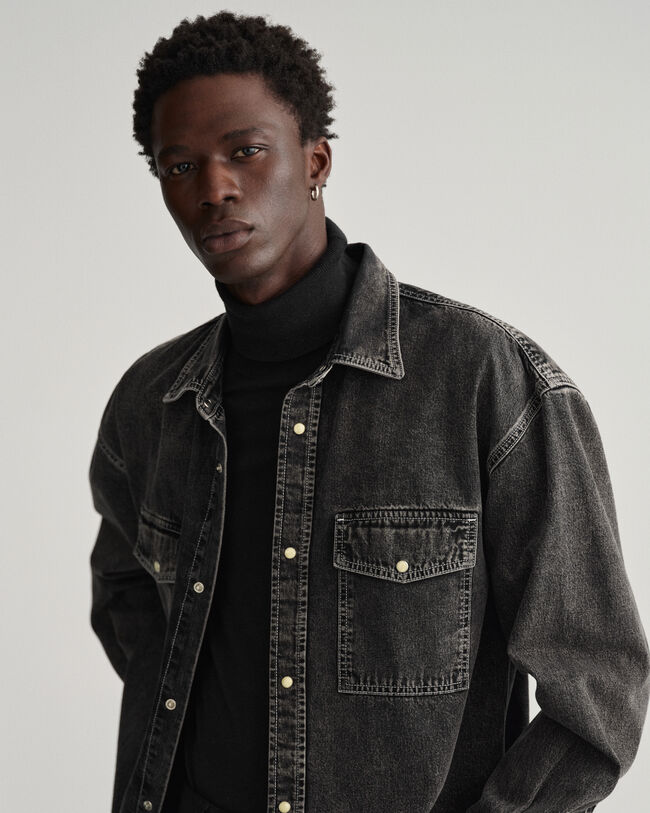 Camisa vaquera extragrande con lavado intenso