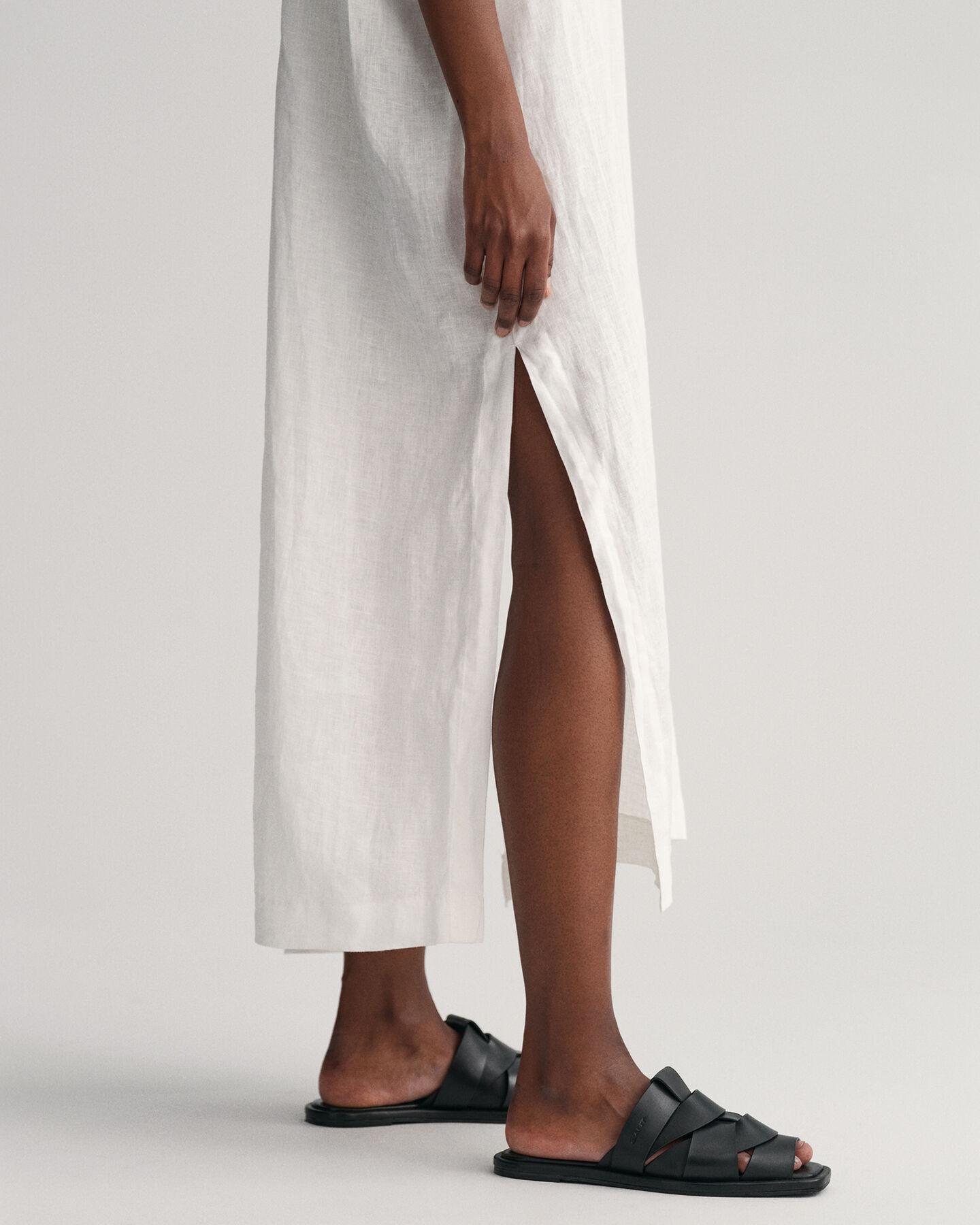 Caft&aacute;n de manga corta de lino