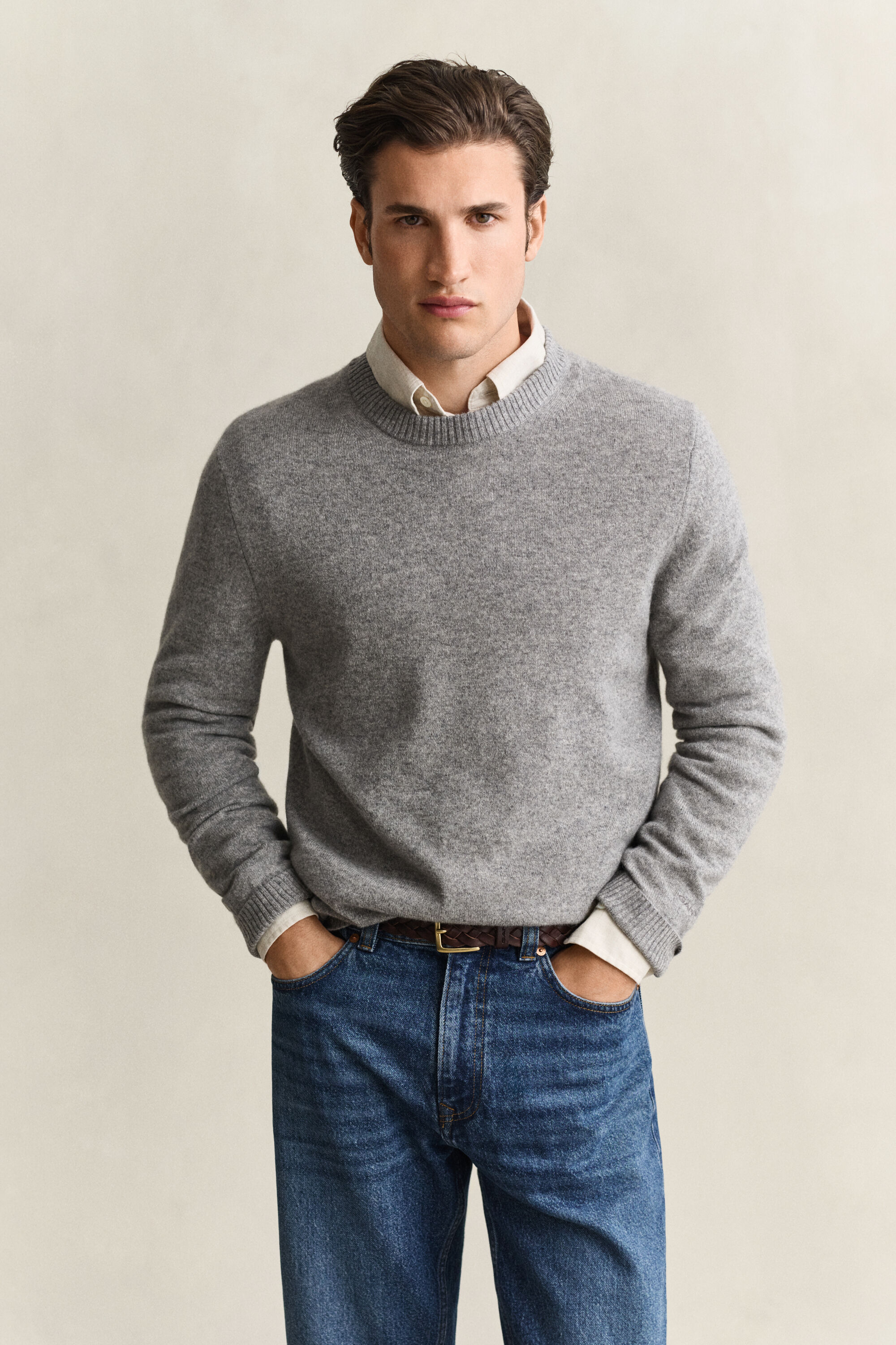 Jersey de cuello redondo en cachemir