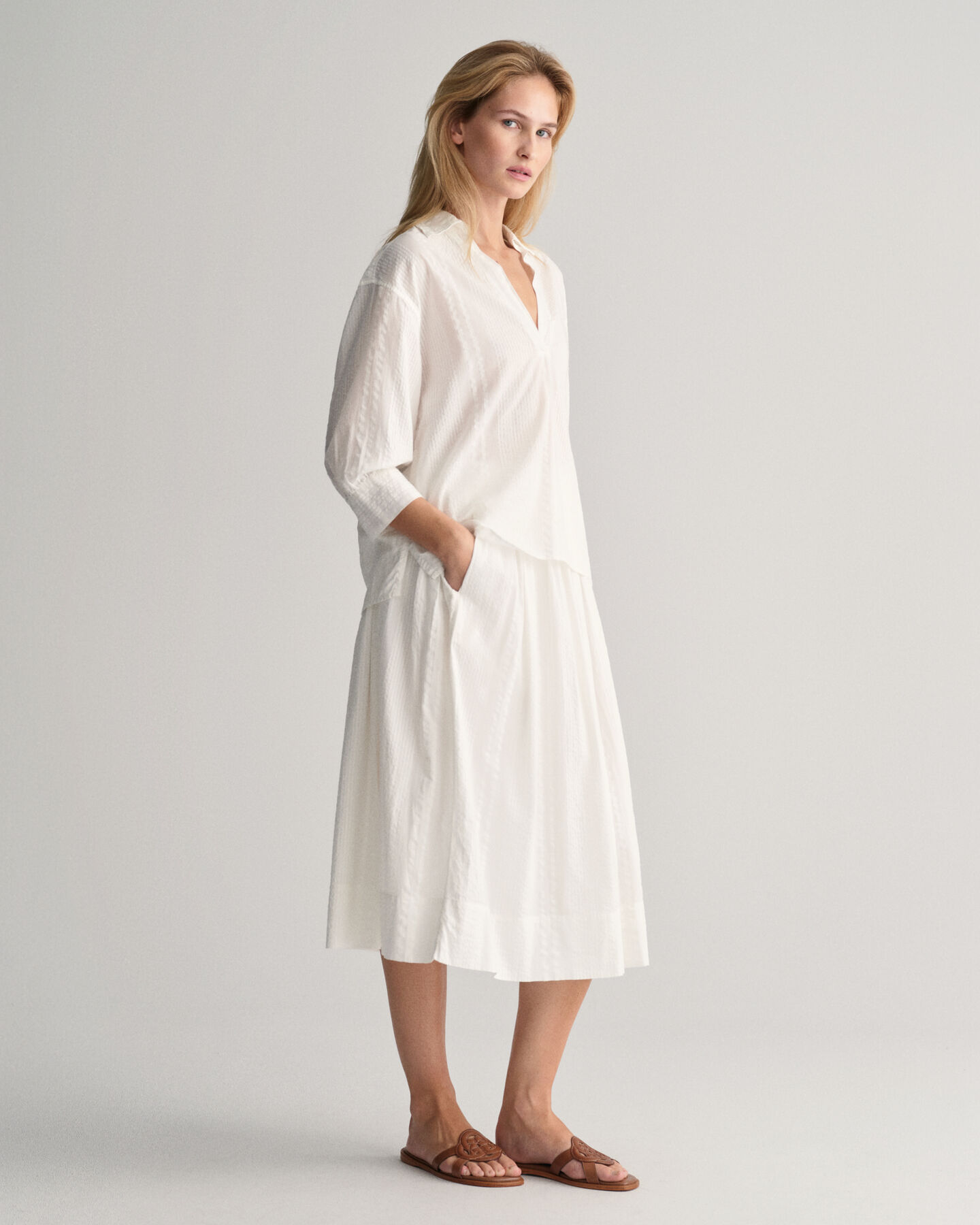 Camisa Relaxed Fit a rayas Seersucker Popover