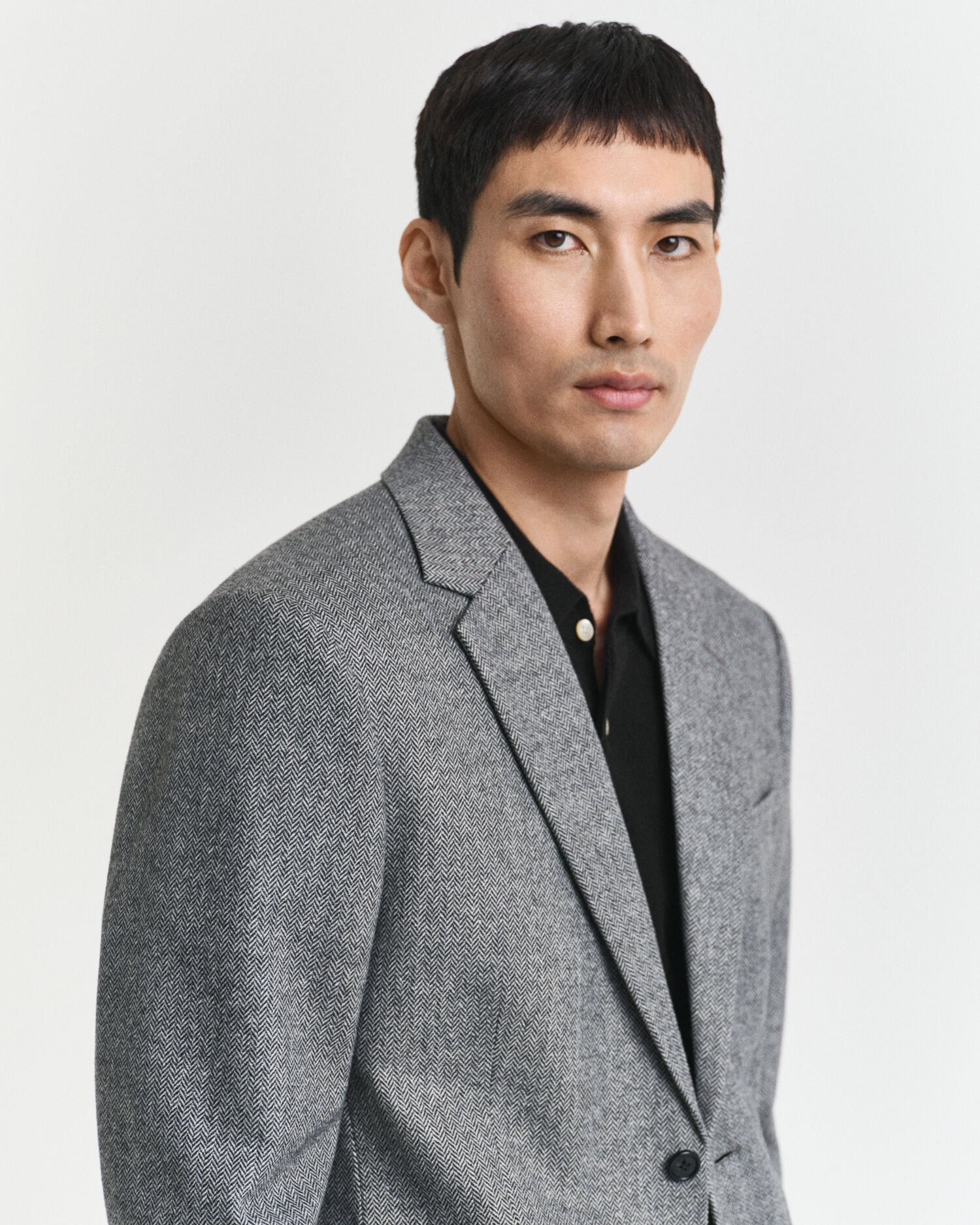 Chaqueta de traje Slim Fit de franela con diseño de espiga