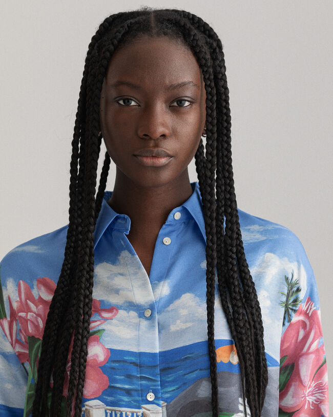 Camisa de seda Scenery Print