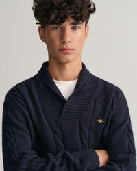 Jersey de punto de ochos con cuello tipo chal Teens