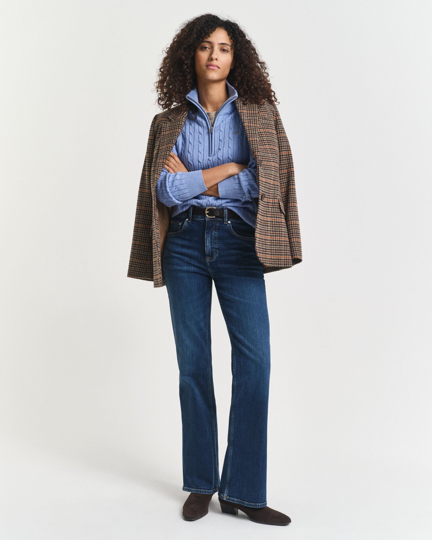 Jersey de punto de ochos con media cremallera