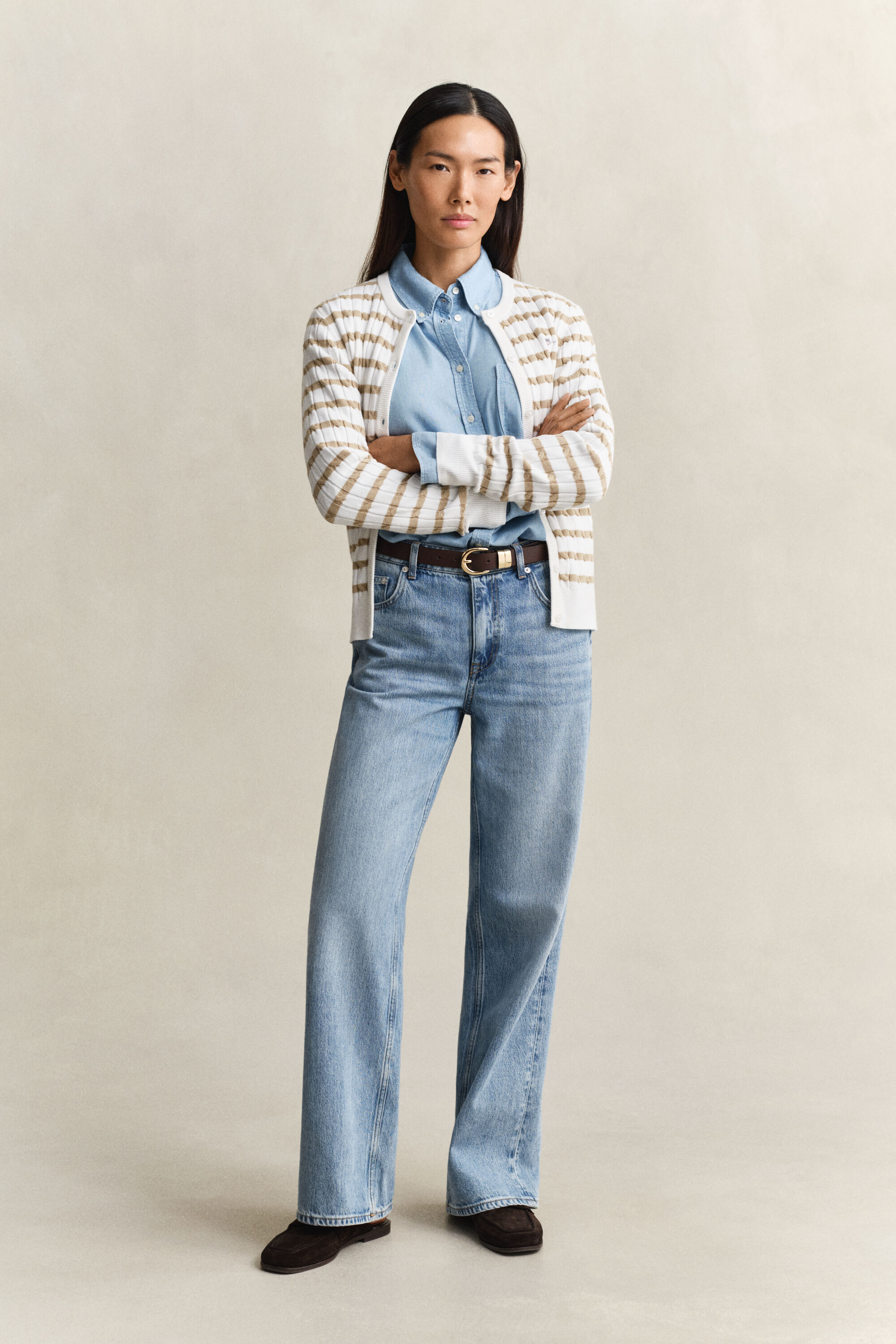 Cárdigan de punto de ochos a rayas