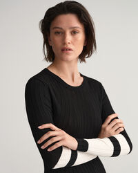 Vestido acanalado con rayas en bloque