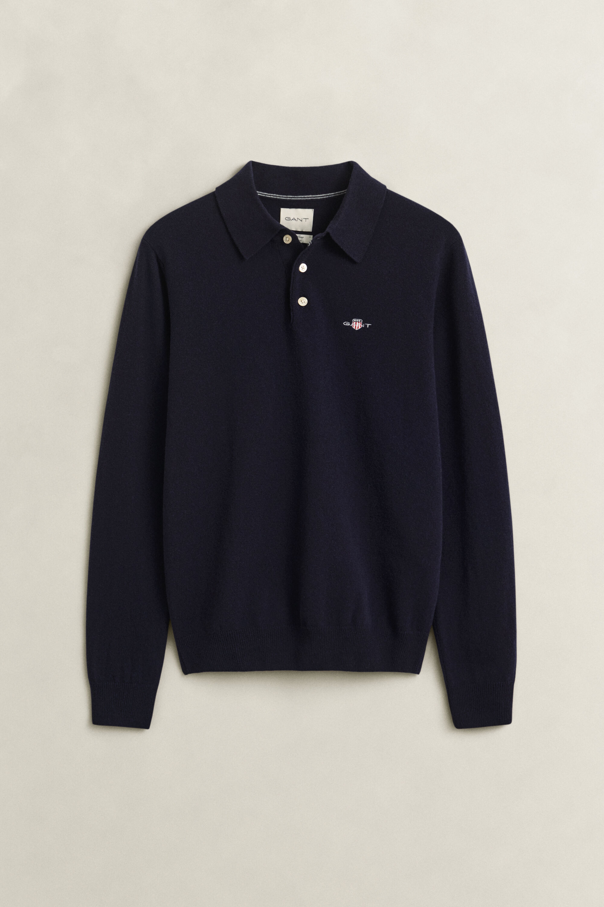 Jersey tipo polo de lana de oveja muy fina