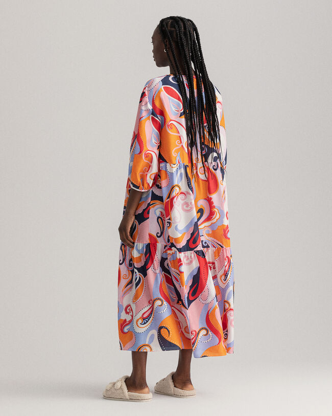 Vestido de seda con estampado de cachemir