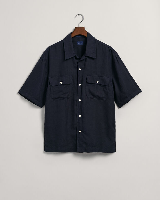 Camisa Relaxed Fit de manga corta en lino y lyocell