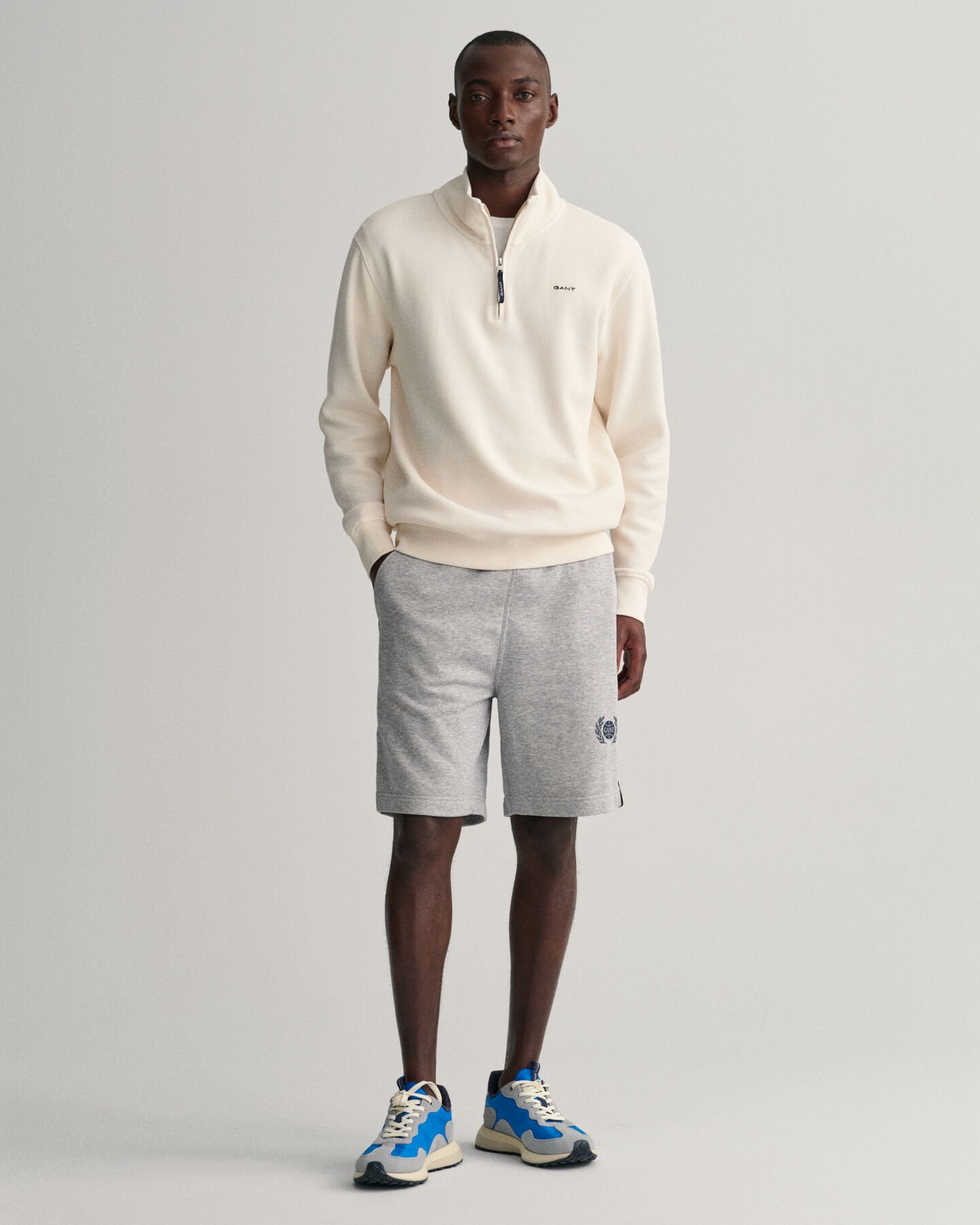 Jersey con media cremallera Waffle Texture