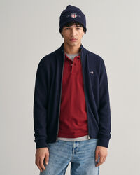 C&aacute;rdigan de algod&oacute;n con cremallera y textura