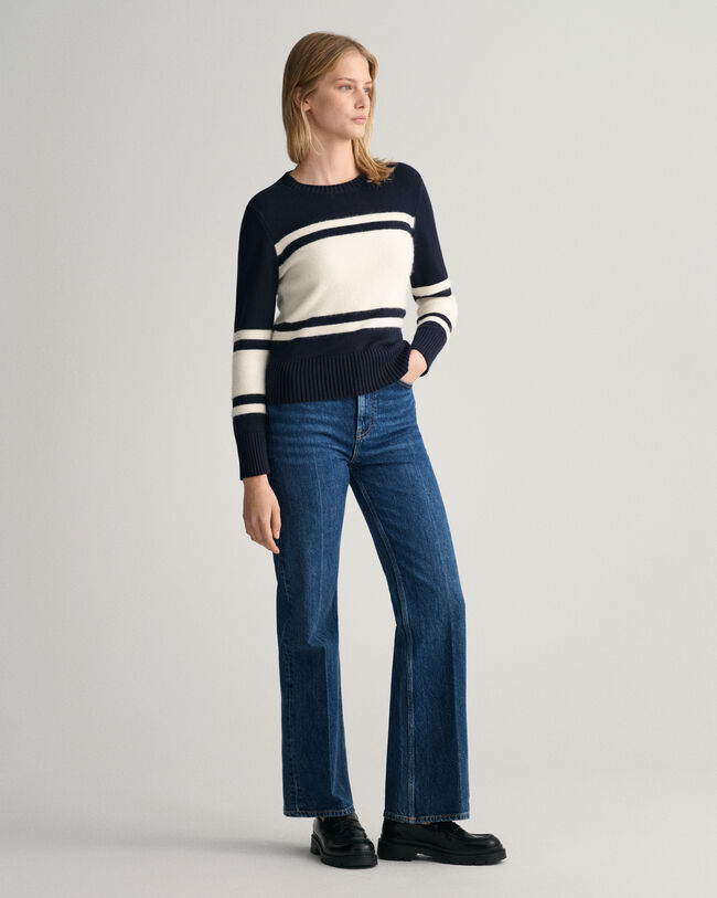Jersey de cuello redondo a rayas en bloque