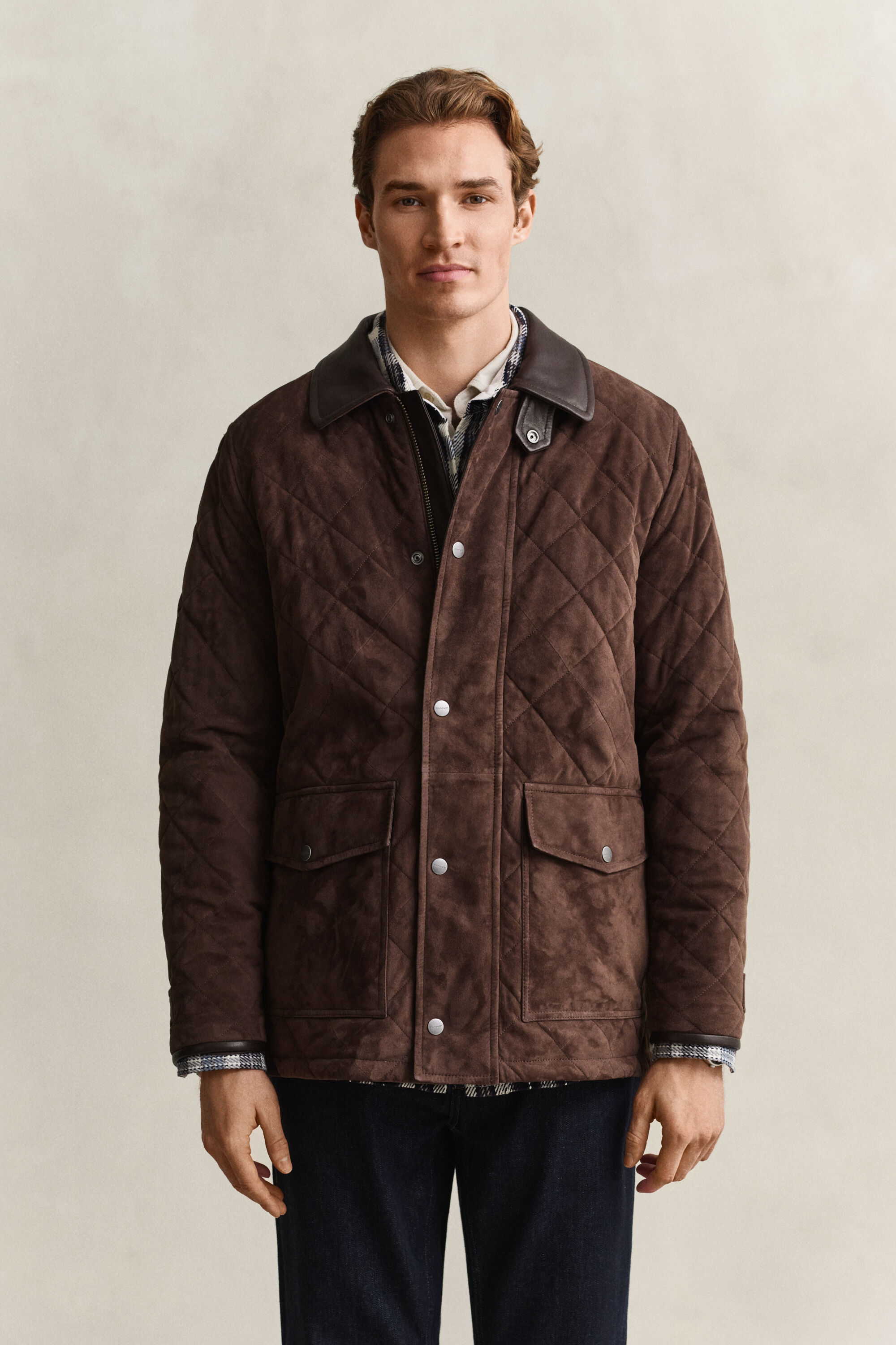 Chaqueta acolchada de ante