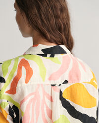 Camisa Relaxed Fit de manga corta en lino Palm Print