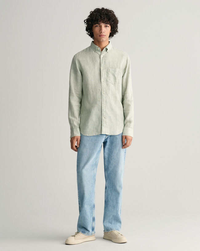 Camisa Regular Fit de lino a rayas