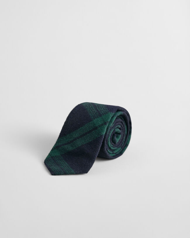 Caja de regalo con corbata de franela de lana a cuadros