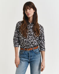 Camisa Regular Fit en gasa de algodón con estampado floral