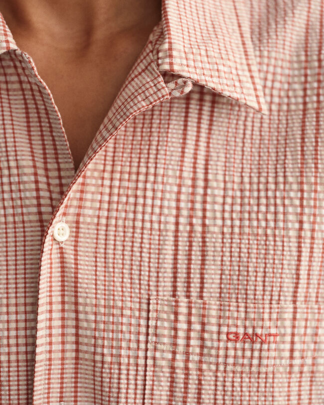 Camisa Relaxed Fit de manga corta y cuadros Seersucker