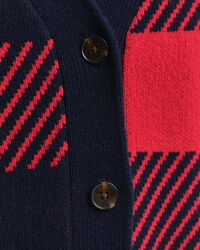 Cárdigan con cuello de pico y cuadros grandes