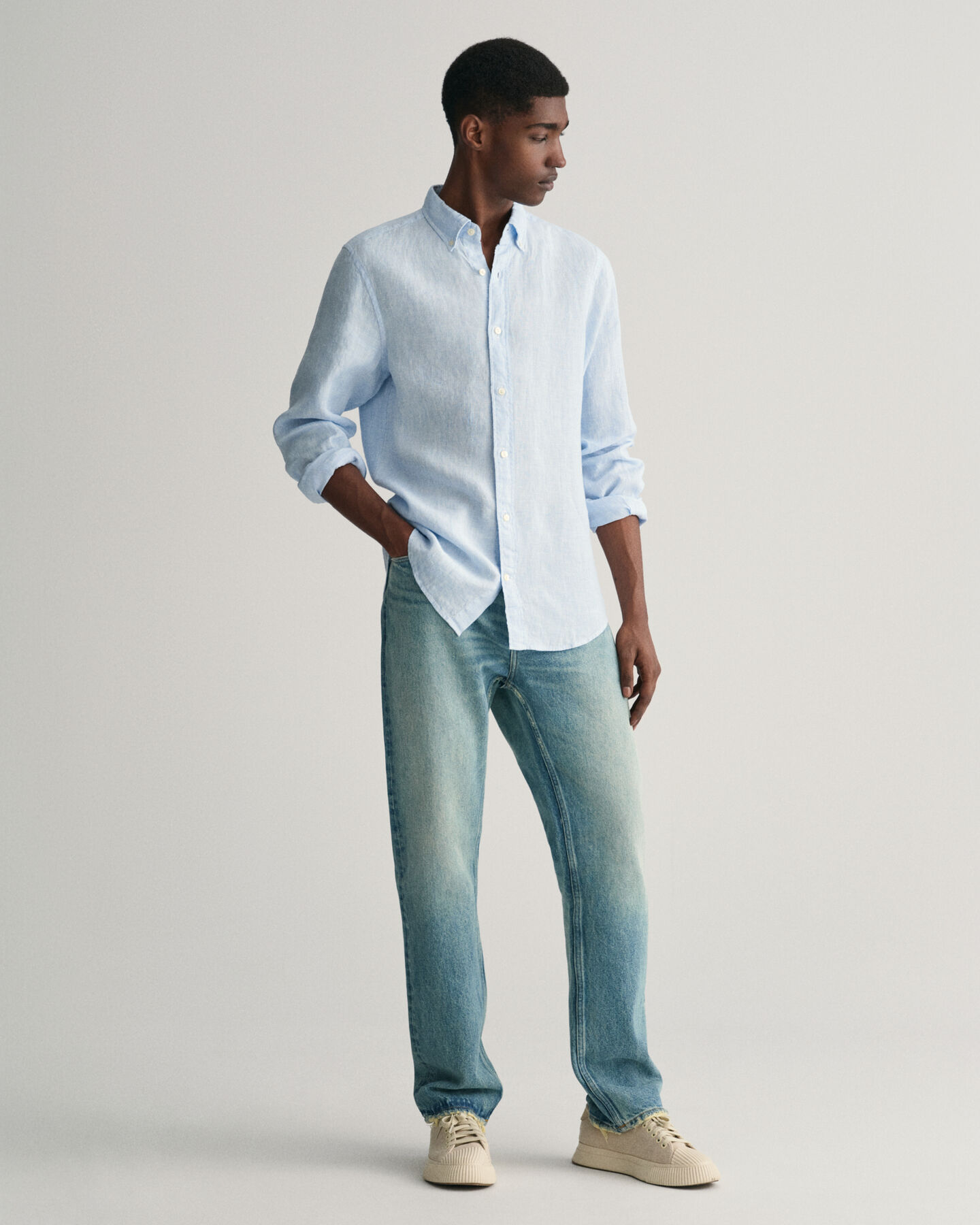 Camisa Slim Fit de lino Houndstooth