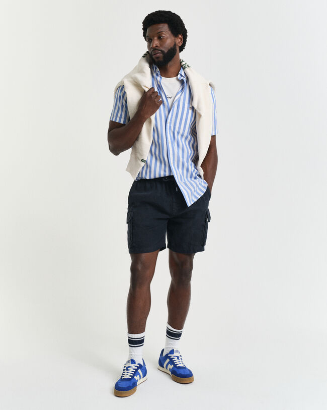 Camisa clásica de manga corta Regular Fit en popelina a rayas