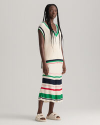 Falda de punto acanalado a rayas