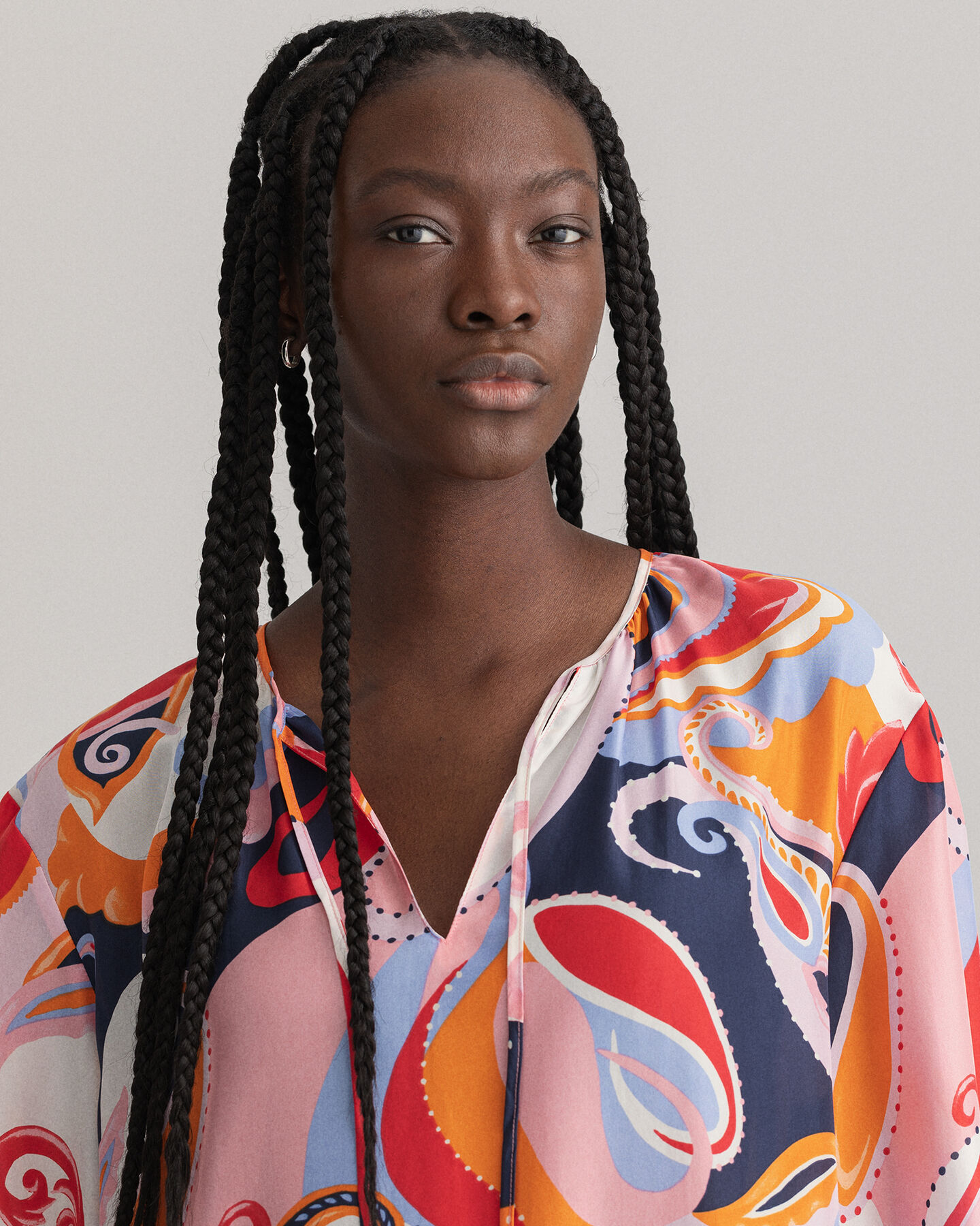 Vestido de seda con estampado de cachemir