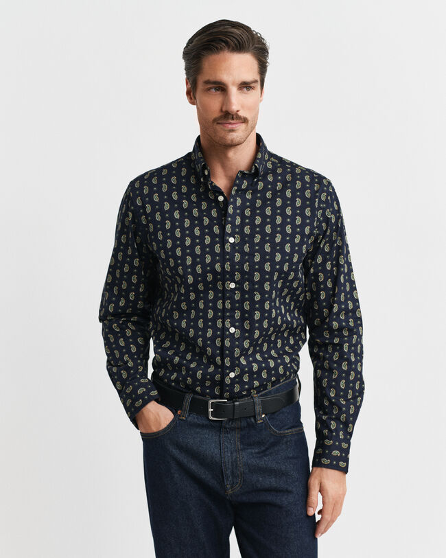 Camisa Regular Fit de sarga con estampado de cachemir