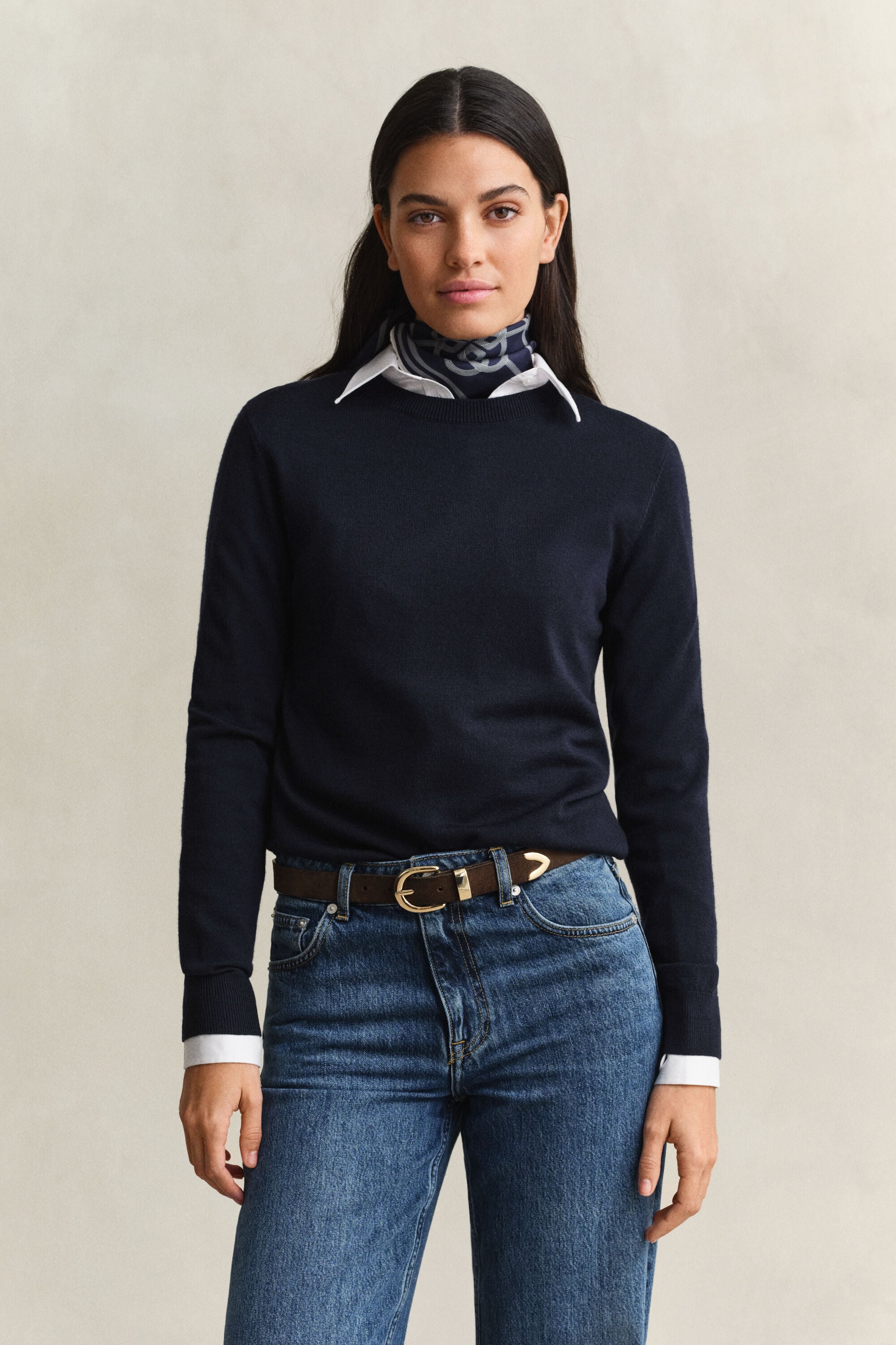 Jersey de lana merino extrafina con cuello redondo