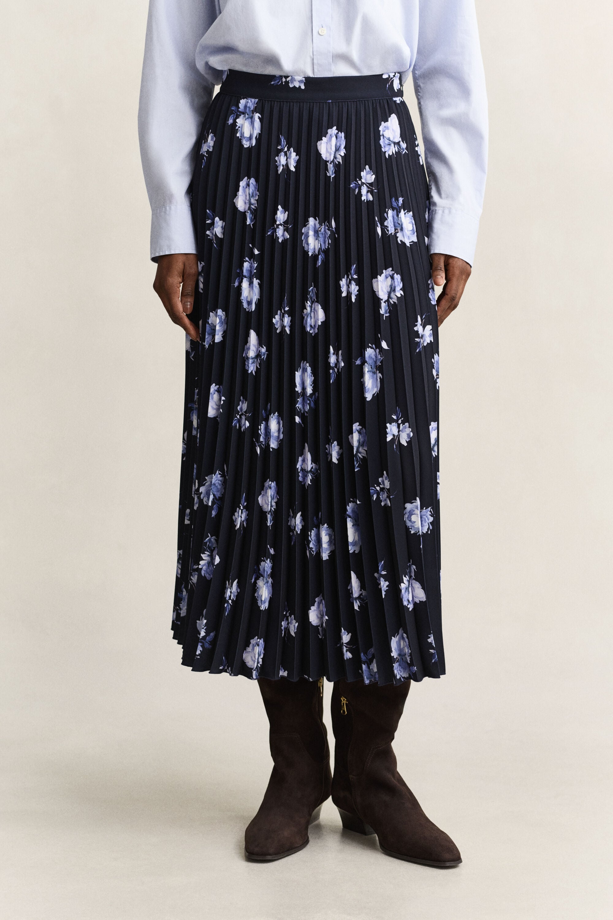 Falda plisada con estampado floral
