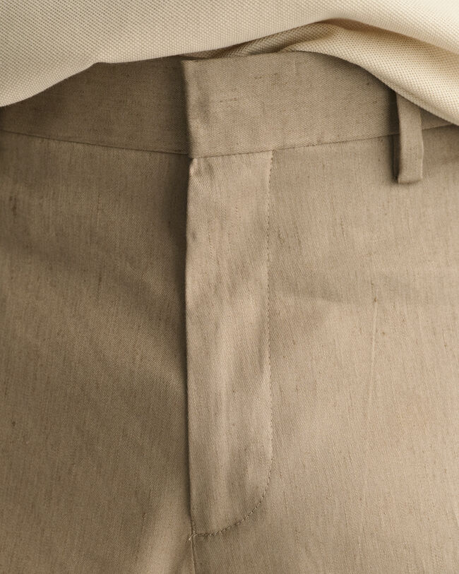 Pantalones de traje Slim Fit en algod&oacute;n y lino