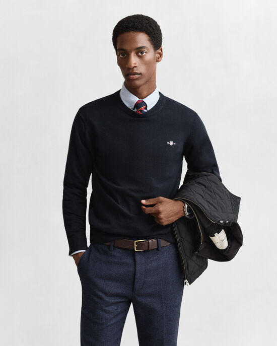 Jersey clásico de algodón con cuello redondo