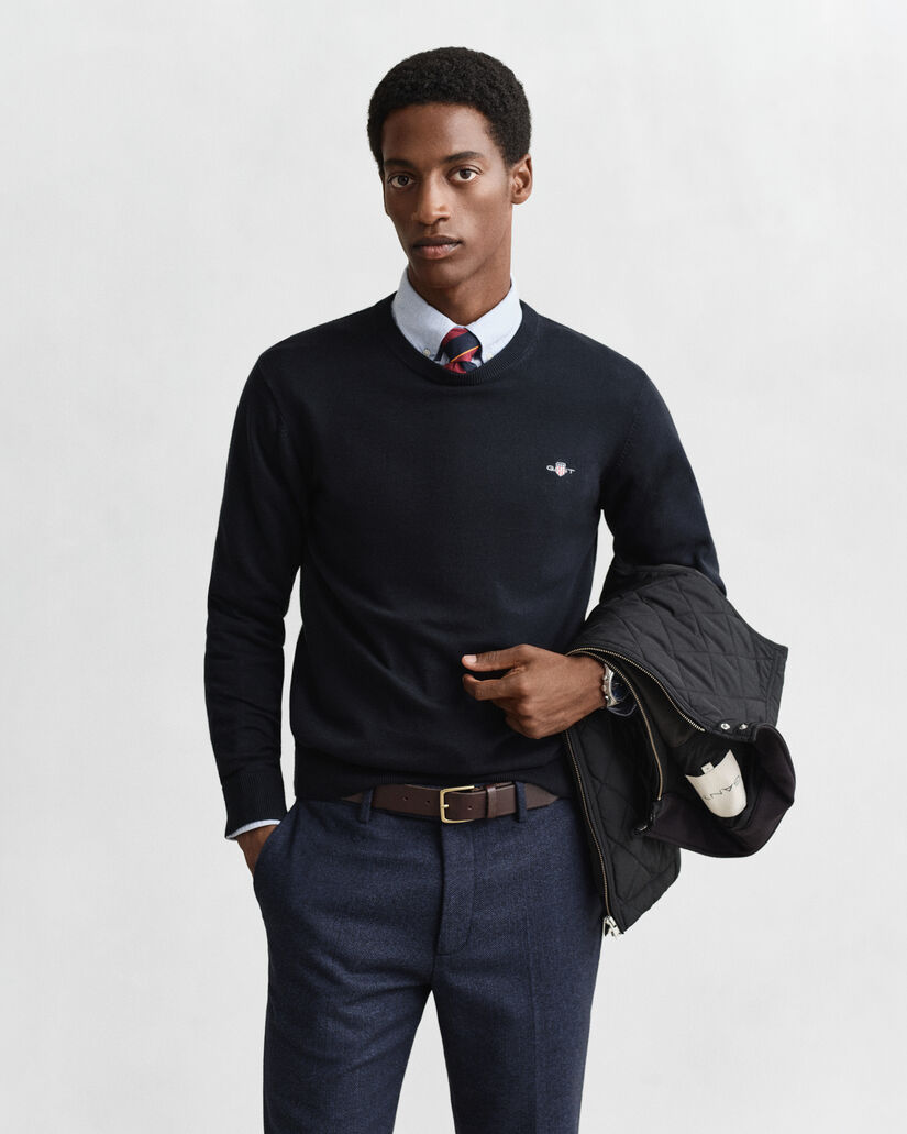 Jersey clásico de algodón con cuello redondo