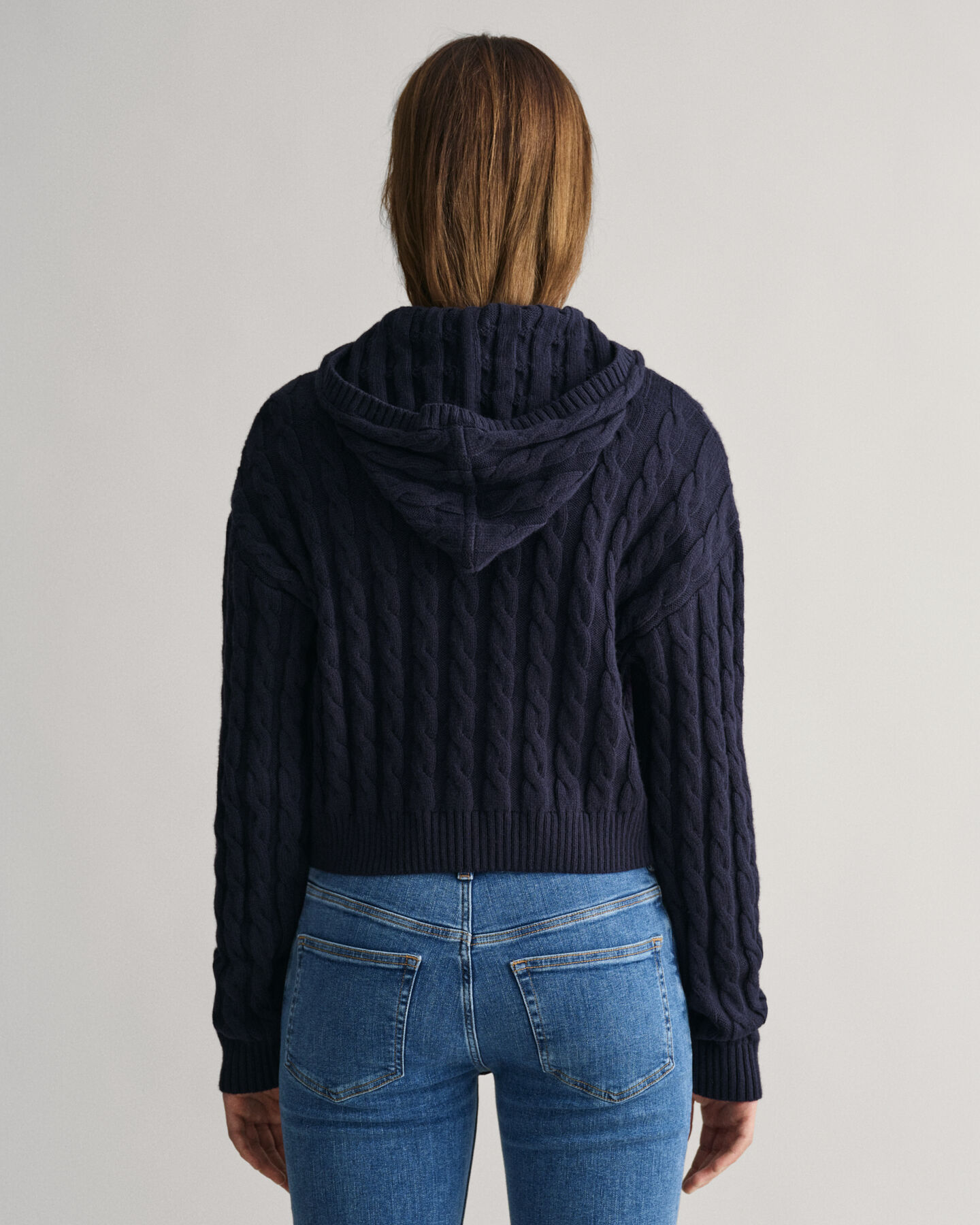 Sudadera corta de punto de ochos con capucha y cremallera Shield Teen Girls