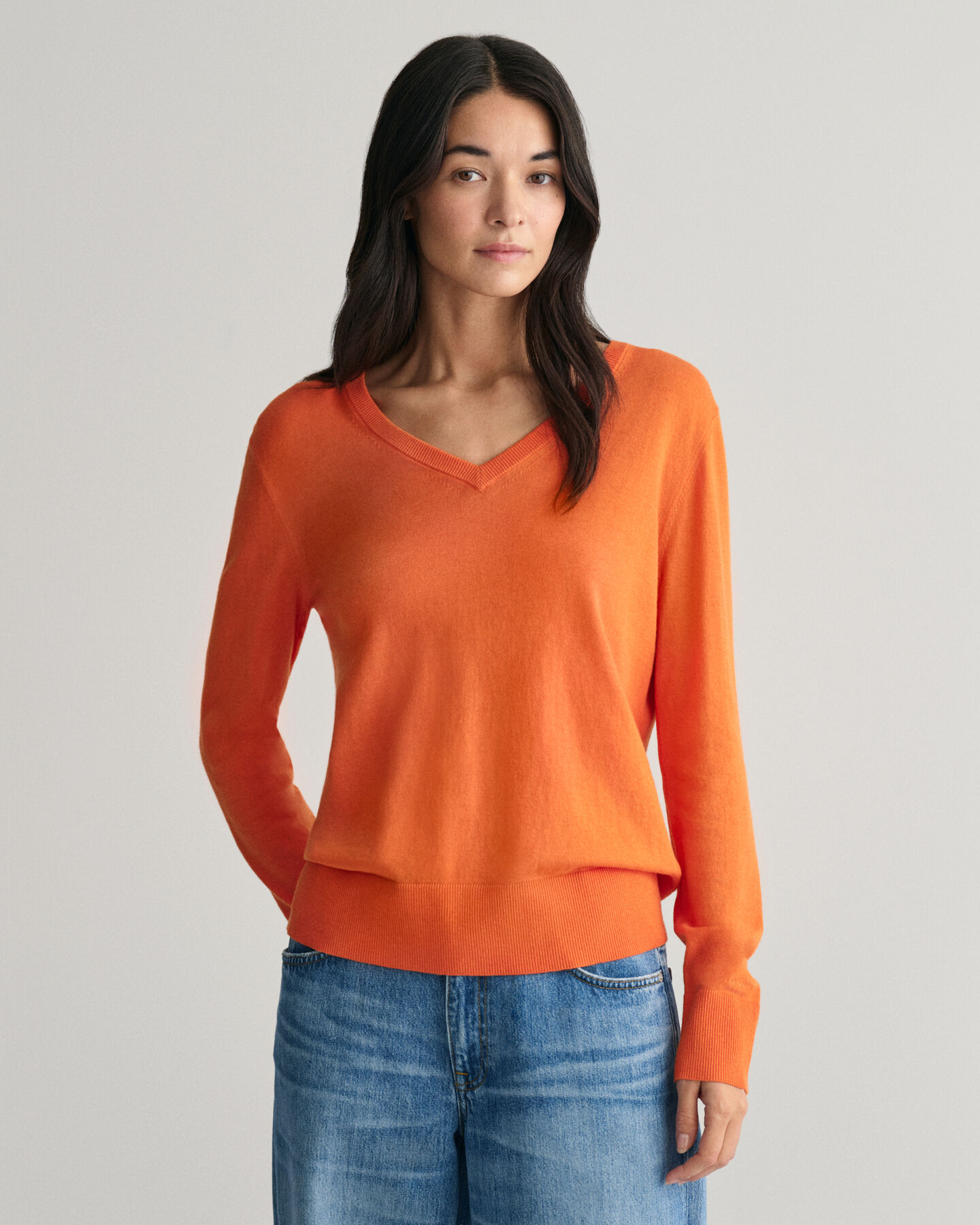 Jersey de cuello de pico en punto fino