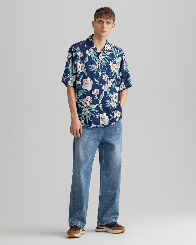 Camisa Relaxed Fit Pure Prep de lyocell, manga corta y estampado de flores