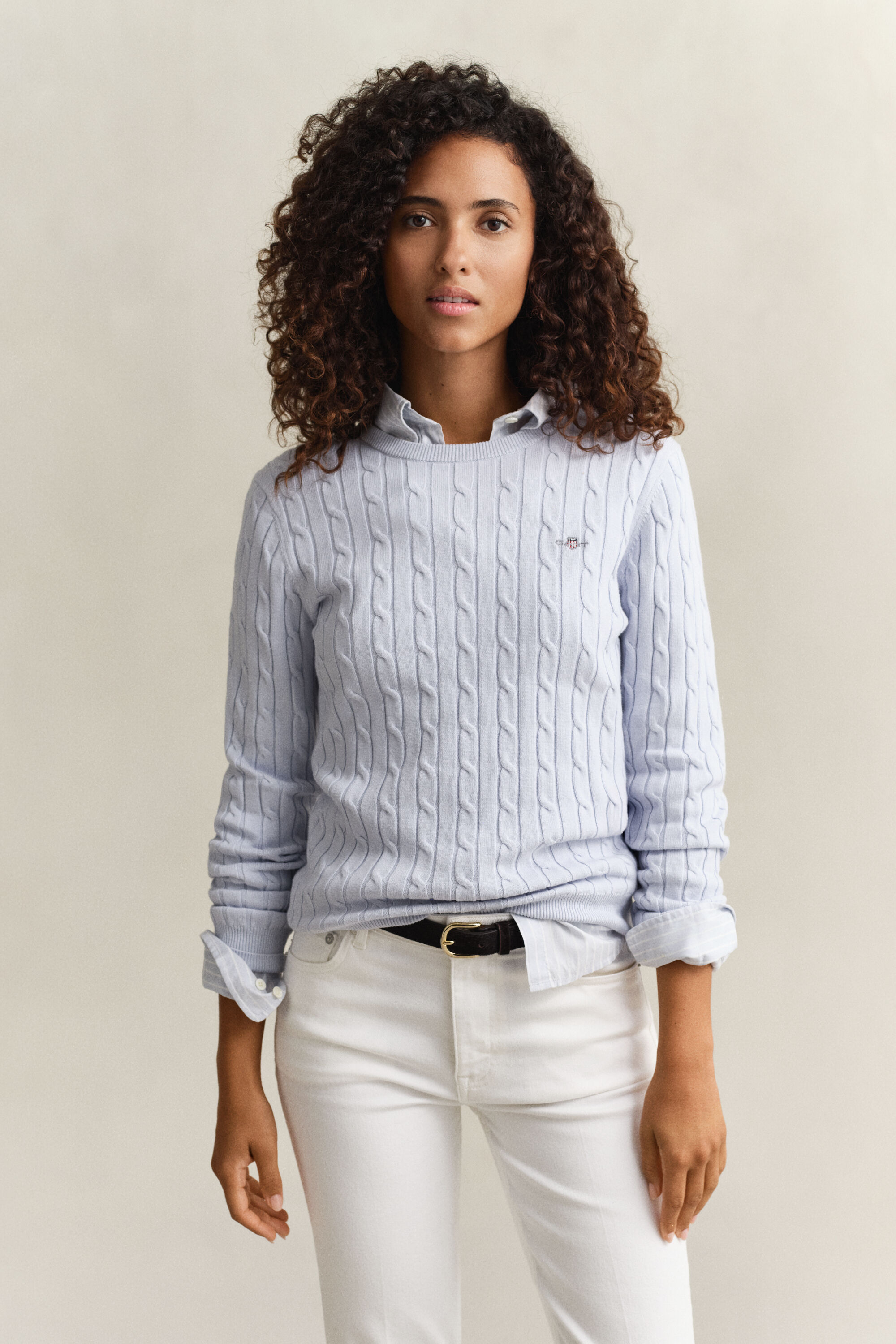 Jersey de cuello redondo y punto de ochos